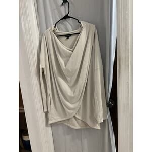 Lauren Ralph Lauren Cream Hooded Faux Wrap French Terry Tunic Sz Xl